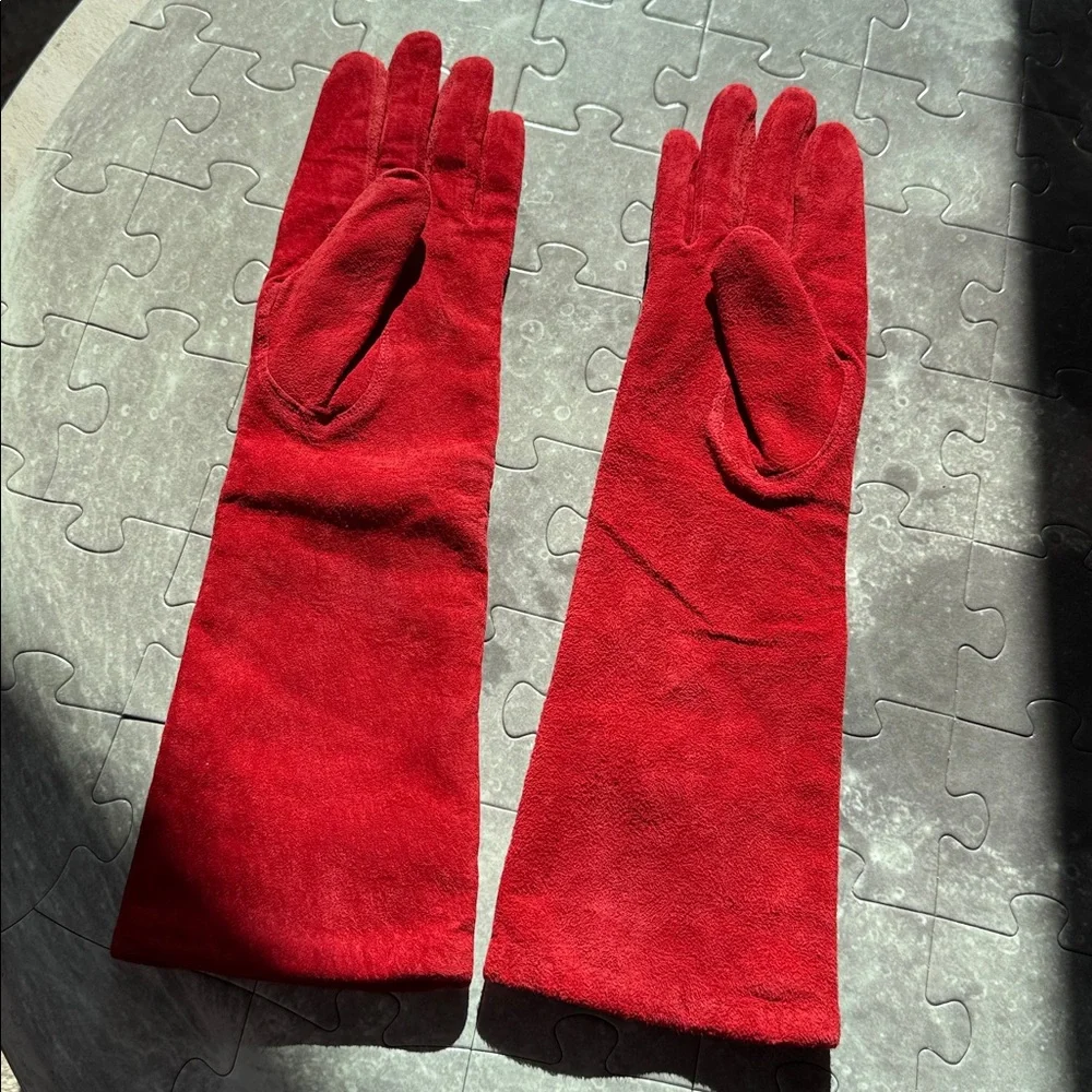 Van Raalte Gloves Suede Genuine Leather Fold Long Glove‎